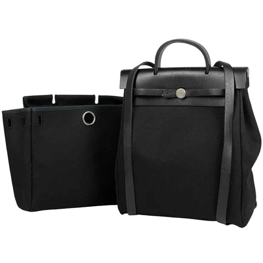 HERMES Ale Bag Ad PM Handbag Rucksack Toile Officier Black C